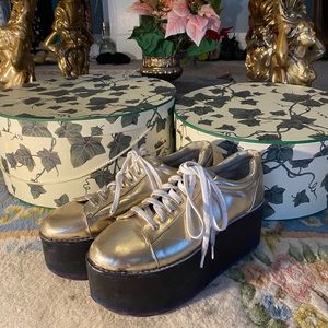 Vintage 1970s gold platform sneakers